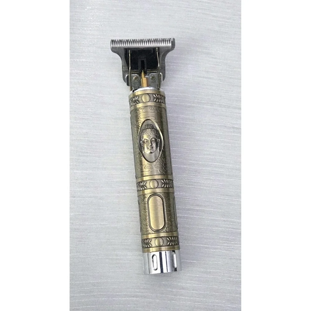 Kemei KM-1974A Cordless Hair Clipper Buddha‎ Gold Silver Tone Razor Shaver